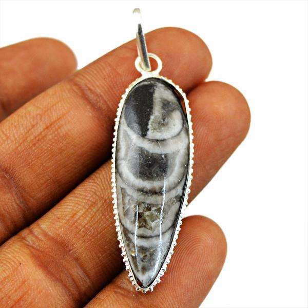 gemsmore:Natural Amazing Orthoceras Pendant