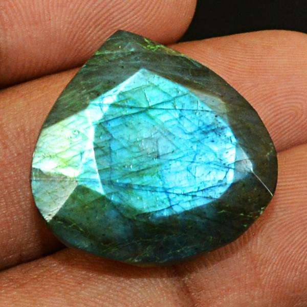gemsmore:Natural Amazing Pear Shape Faceted Blue Flash Labradorite Loose Gemstone