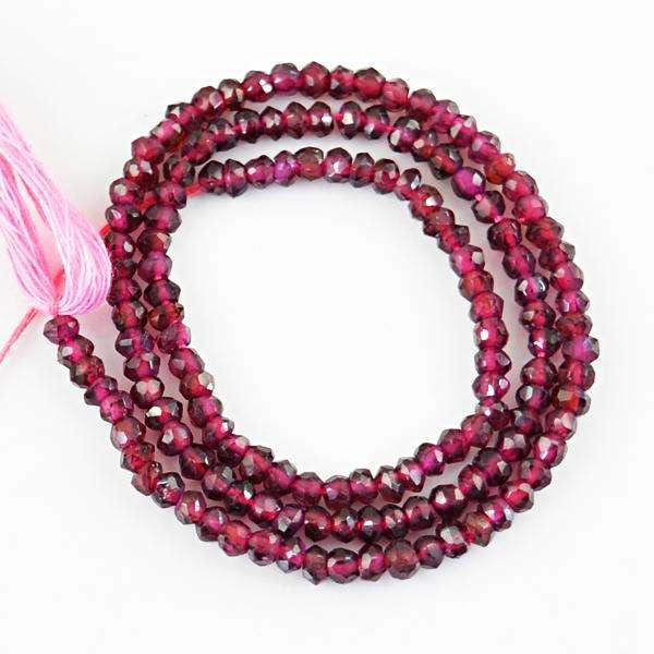 gemsmore:Natural Faceted Red Garnet Round Shape Drilled Beads Strand