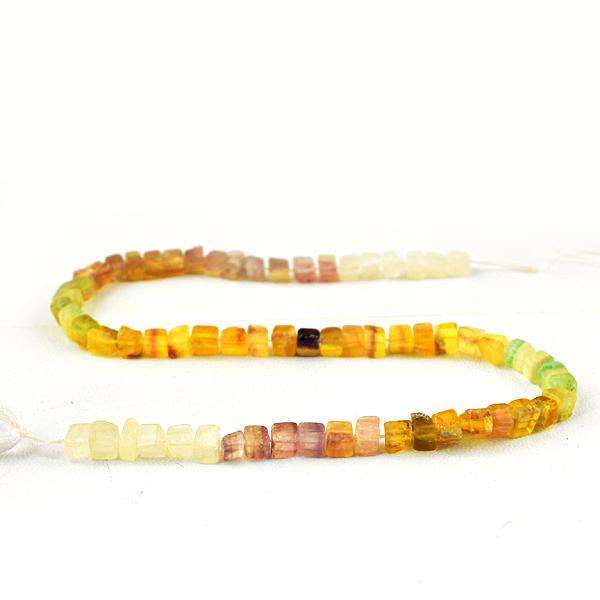 gemsmore:Natural Multicolor Fluorite Untreated Drilled Beads Strand