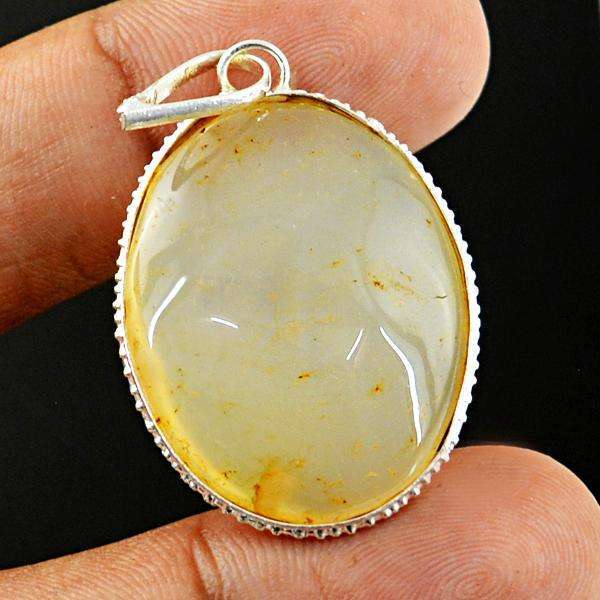 gemsmore:Natural Oval Shape Rutile Quartz Gemstone Pendant