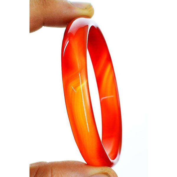 gemsmore:Office Wear Orange Onyx Hand Carved Bangle