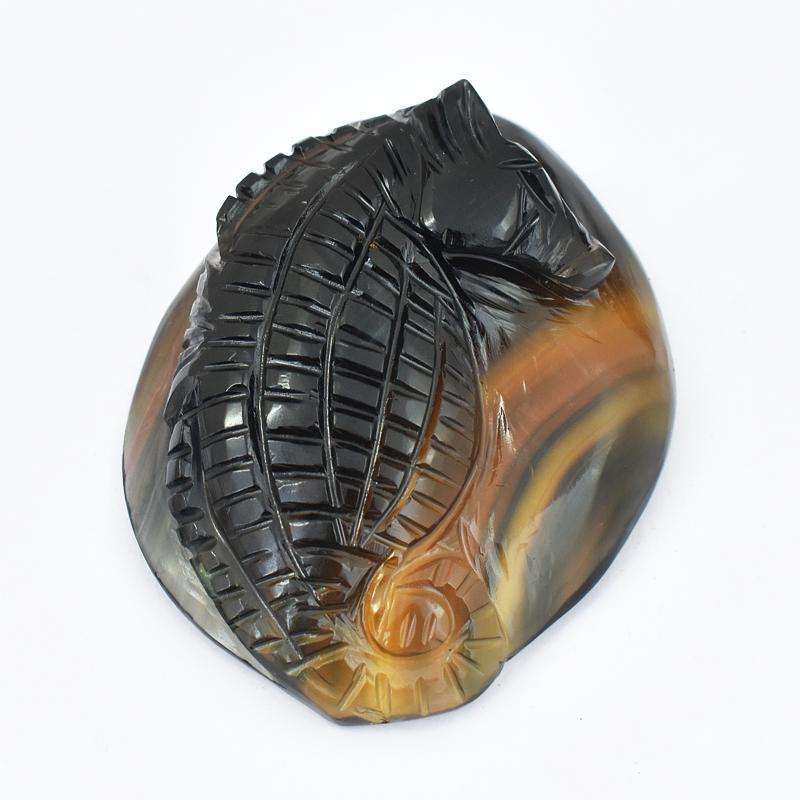 gemsmore:Gemstone Engraved Multicolor Fluorite Carved Seahorse