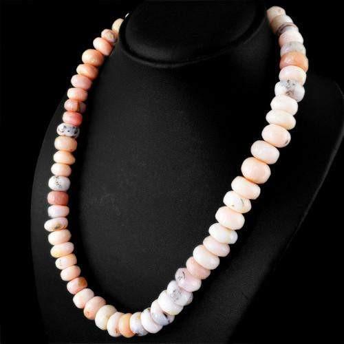 gemsmore:Genuie Pink Australian Opal Beads Necklace