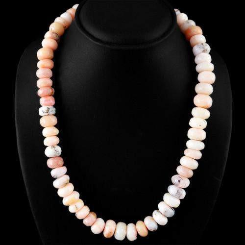 gemsmore:Genuie Pink Australian Opal Beads Necklace