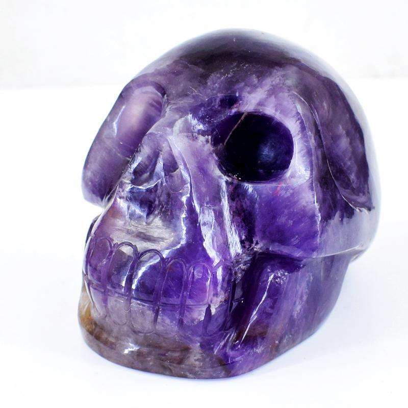 gemsmore:Genuien Chevron Amethyst Hand Carved Gemstone Skull
