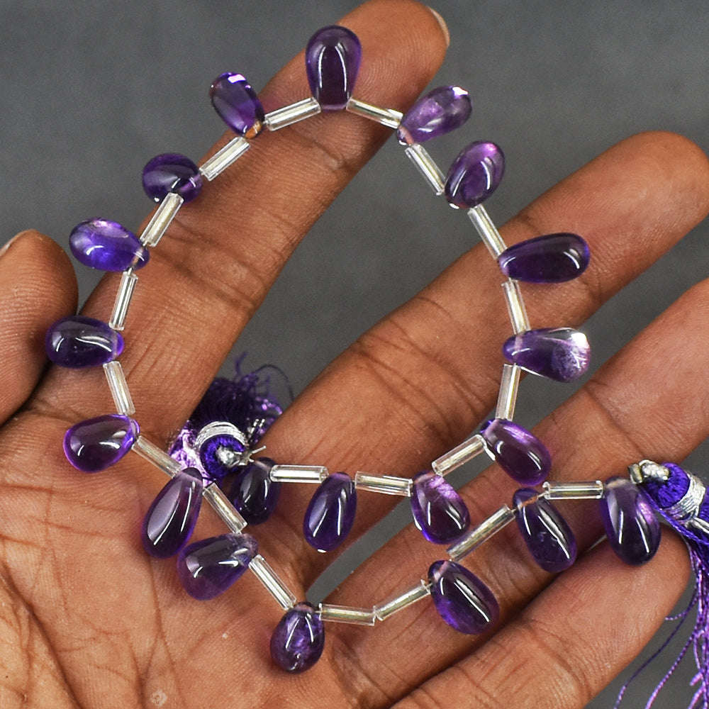 gemsmore:Genuine 09 Inches 66 Carats Amethyst Beads Strand