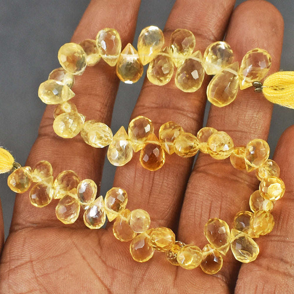 gemsmore:Genuine 09 Inches 90 Carats Citrine Faceted Beads Strand