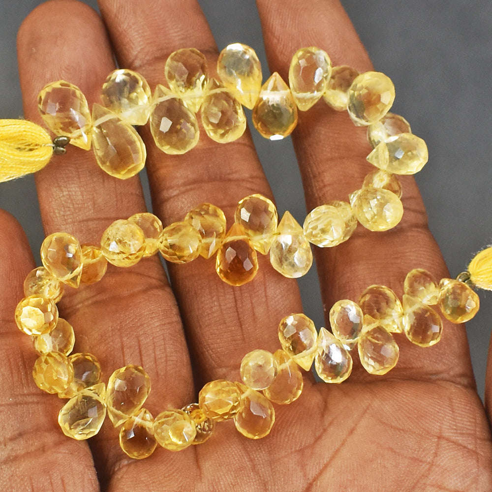 gemsmore:Genuine 09 Inches 90 Carats Citrine Faceted Beads Strand