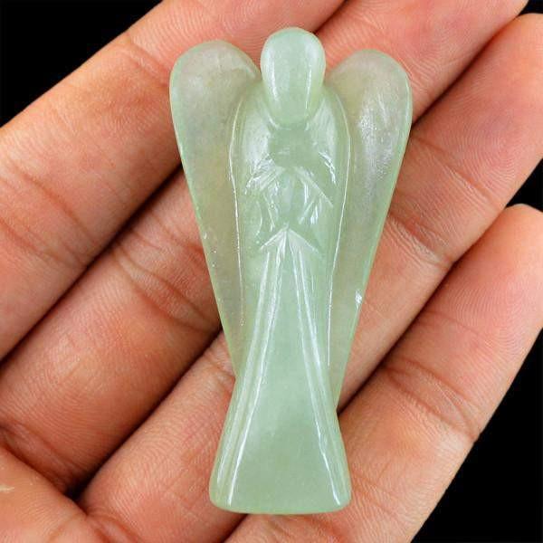 gemsmore:Genuine 100.50 Cts Carved Healing Angel Green Jade Gemstone
