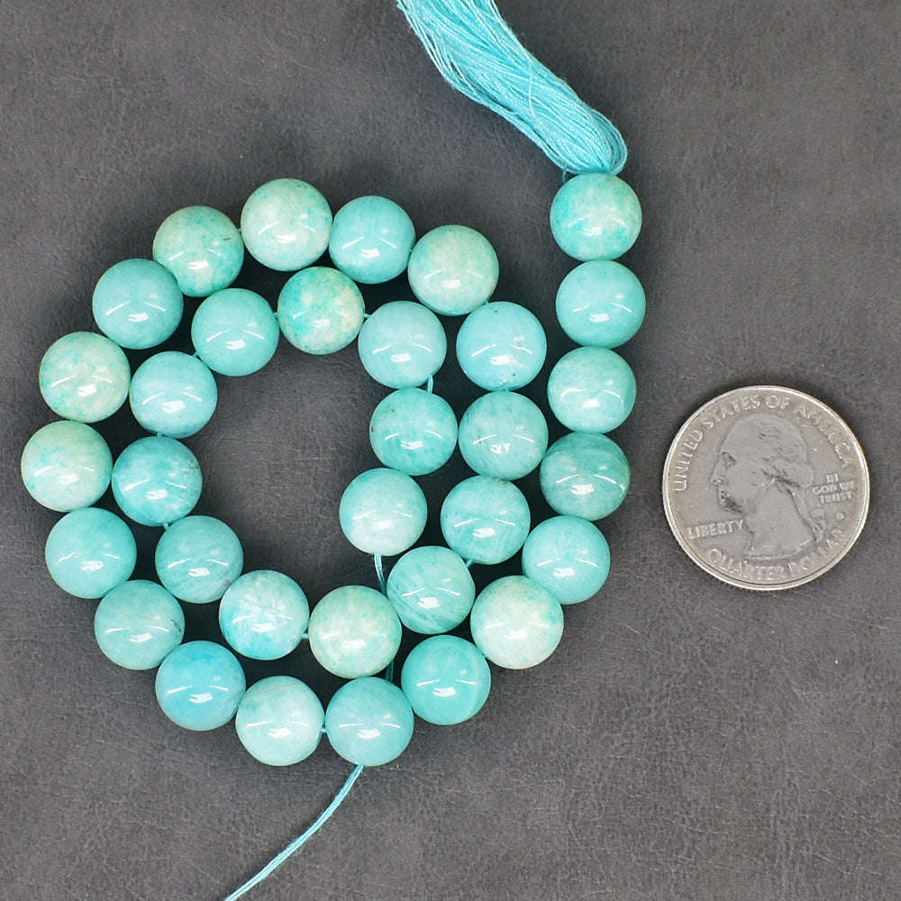 gemsmore:Genuine 12 Inches 232 Carats Amazonite Beads Strand