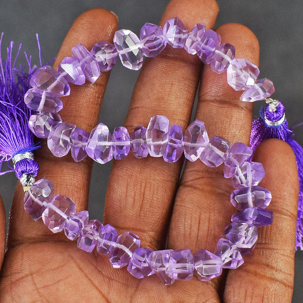 gemsmore:Genuine 122 Carats Amethyst Beads Strand Of 08 Inches