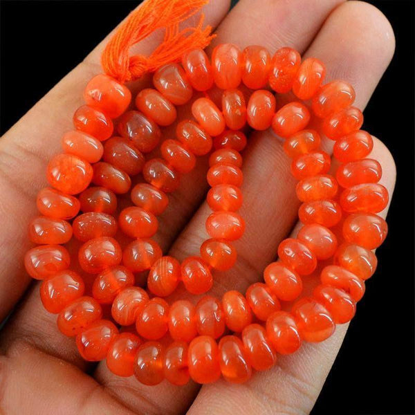 gemsmore:Genuine 133.80 Cts Drilled Orange Carnelian Beads Strand