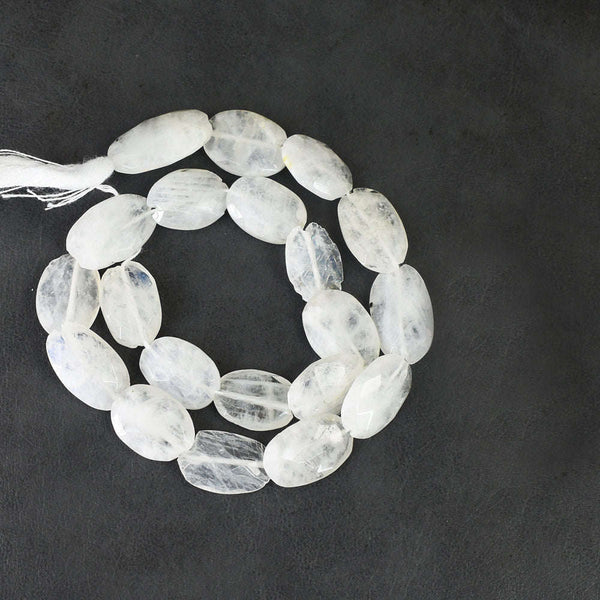 gemsmore:Genuine 151 Carats Blue Flash Moonstone Faceted  Beads Strand Of 13"