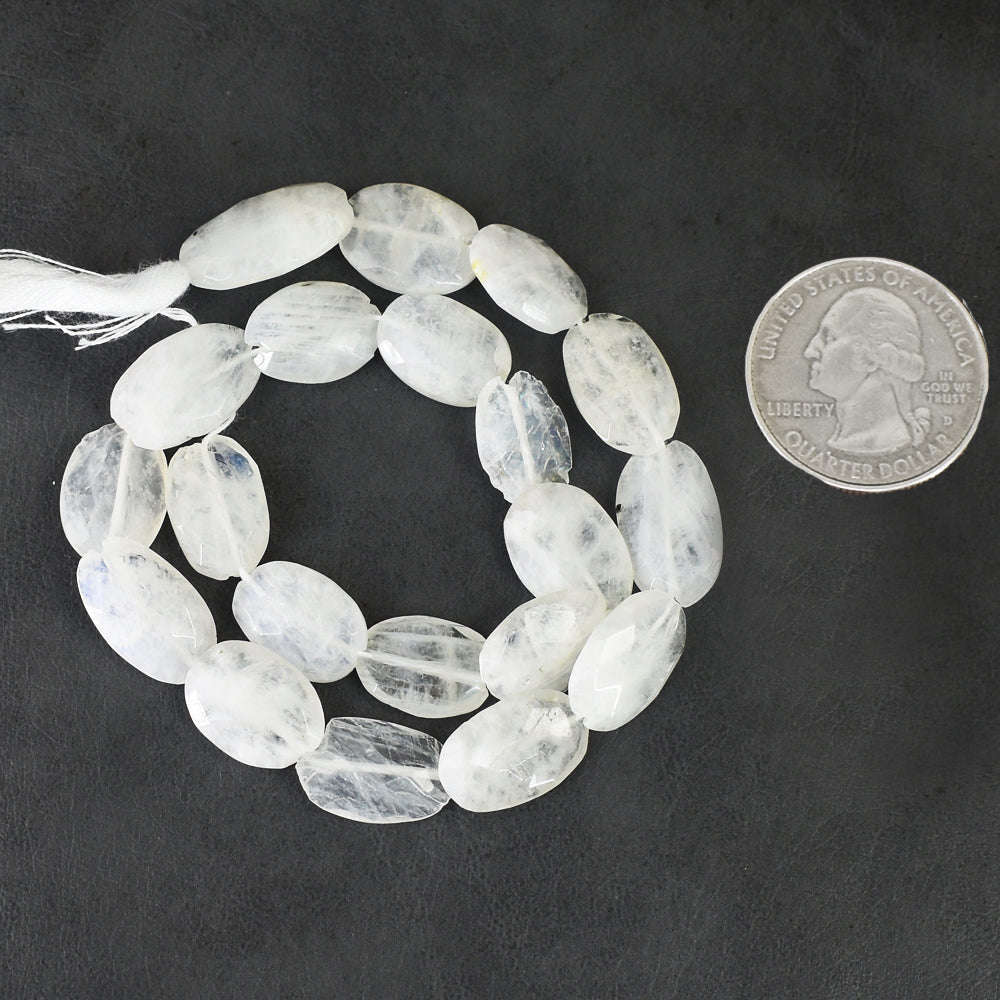 gemsmore:Genuine 151 Carats Blue Flash Moonstone Faceted  Beads Strand Of 13"