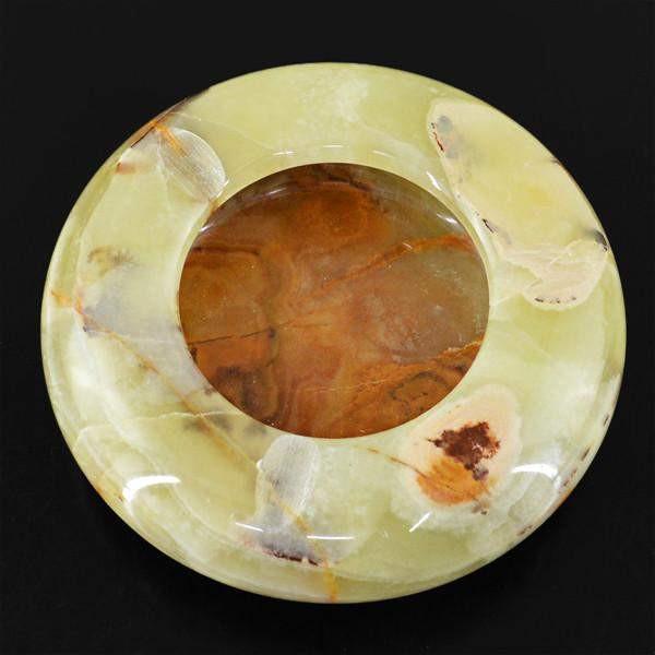 gemsmore:Genuine 1738.50 Cts Green Agate Carved Ashtray