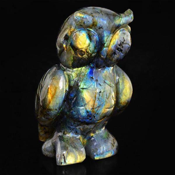 gemsmore:Genuine 1775.00 Cts Carved Owl Huge Labradorite Gemstone