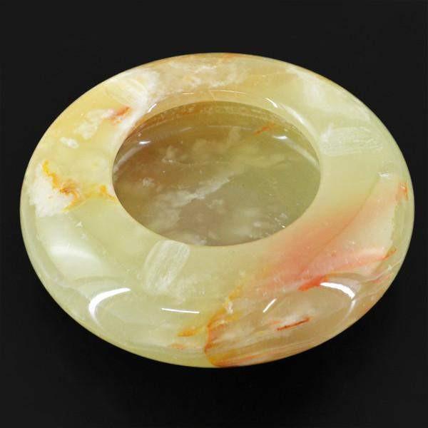 gemsmore:Genuine 2005.00 Cts Green Agate Carved Agate Ashtray