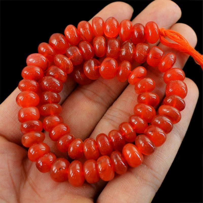 gemsmore:Genuine 209.35 Cts Drilled Orange Carnelian Beads Strand