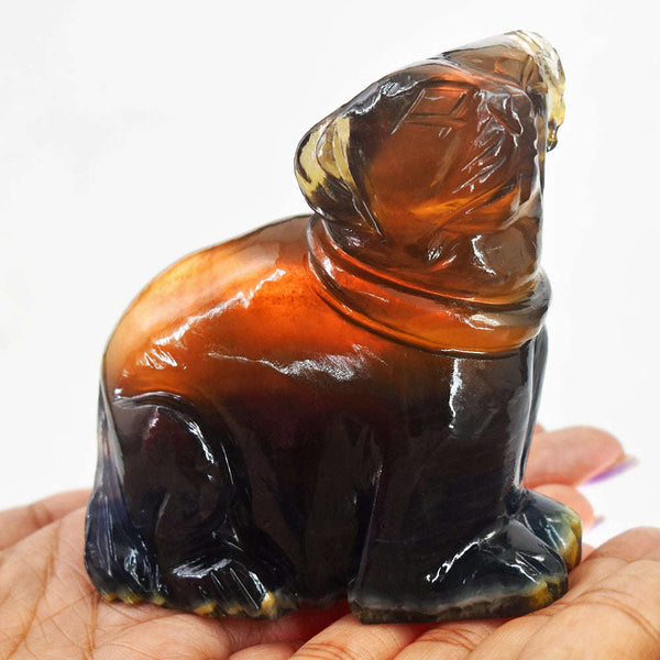 gemsmore:Genuine 2168.00 Cts  Multicolor Fluorite Hand Carved Gemstone Carving Dog