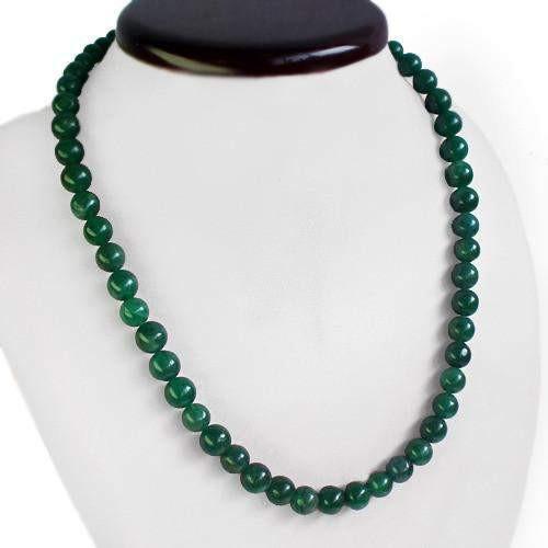 gemsmore:Genuine 287.00 Cts Green Jade Round Untreated Beads Necklace