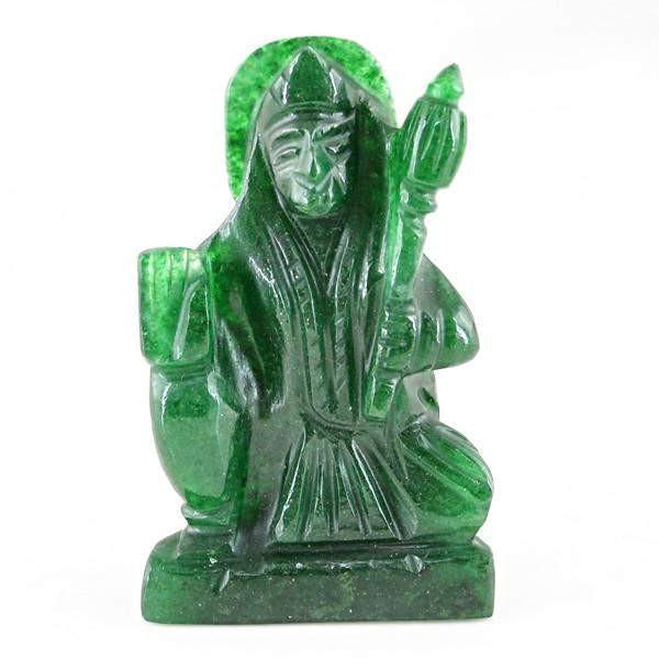 gemsmore:Genuine 324.50 Cts Carved Lord Hanuman Green Jade Gemstone