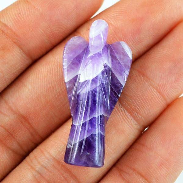 gemsmore:Genuine 34.45 Cts Carved Healing Angel Bi Color Amethyst Gemstone