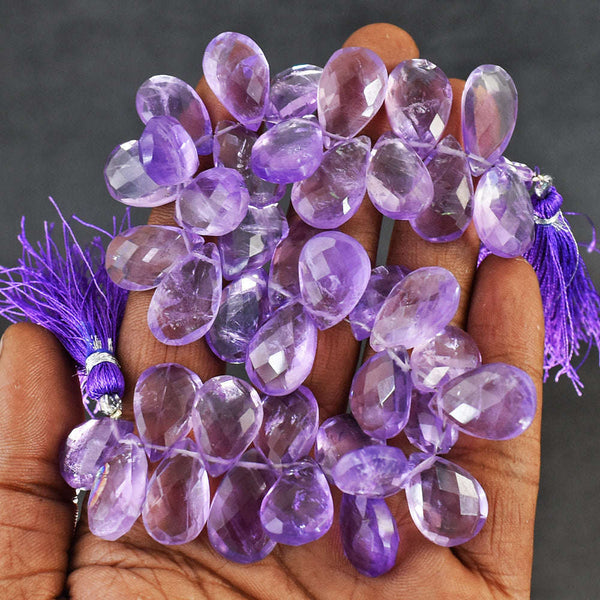 gemsmore:Genuine 350  Carats 08 Inches Amethyst Faceted Beads Strand