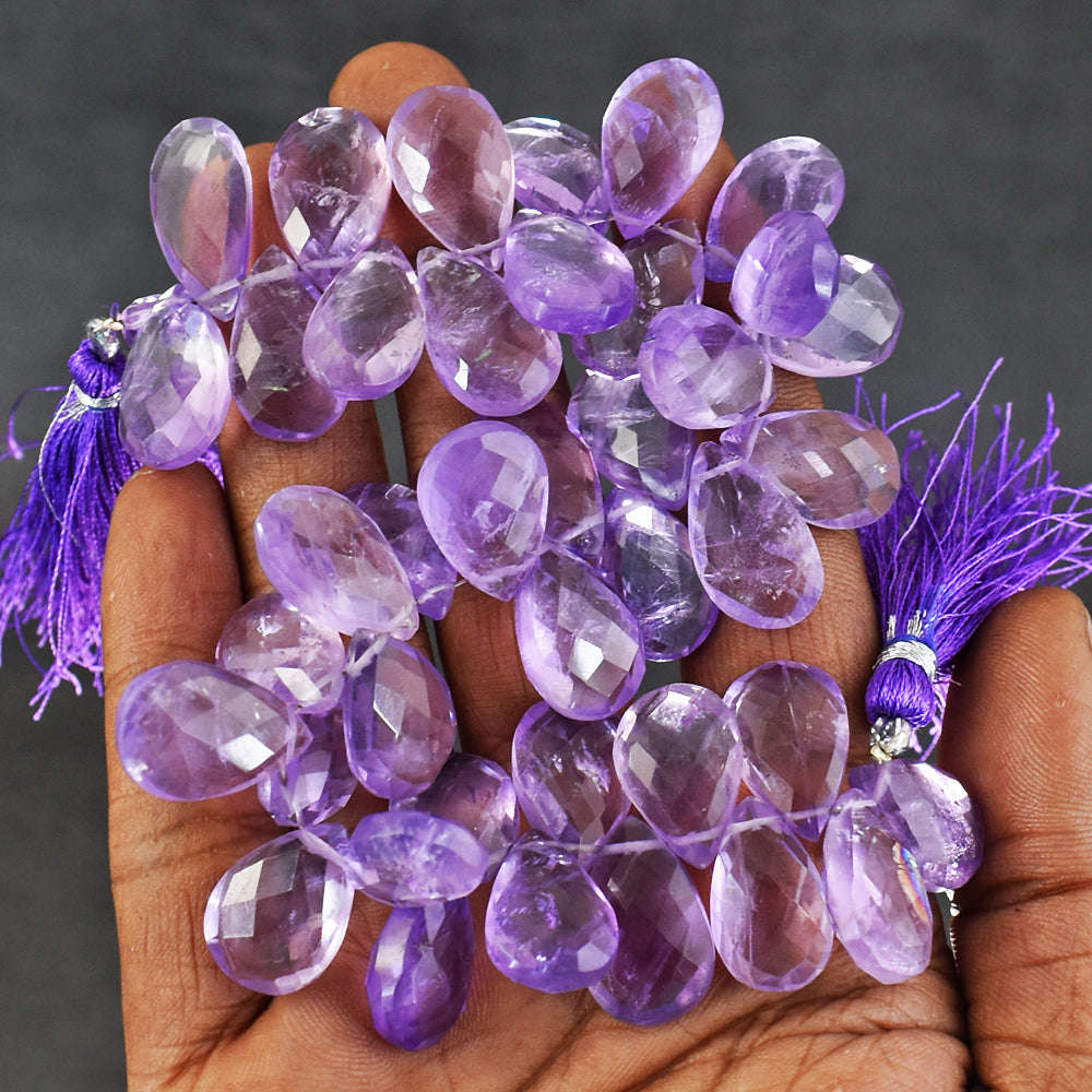 gemsmore:Genuine 350  Carats 08 Inches Amethyst Faceted Beads Strand
