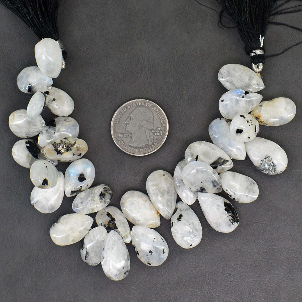 gemsmore:Genuine 357 Carats 08 Inches Blue Flash Moonstone Beads Strand