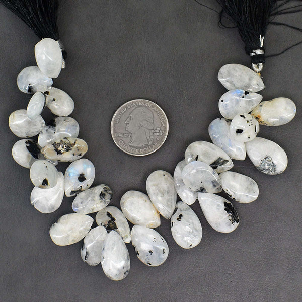 gemsmore:Genuine 357 Carats 08 Inches Blue Flash Moonstone Beads Strand