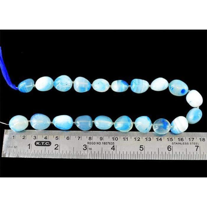 gemsmore:Genuine 395.00 Cts Drilled Blue Onyx Beads Strand