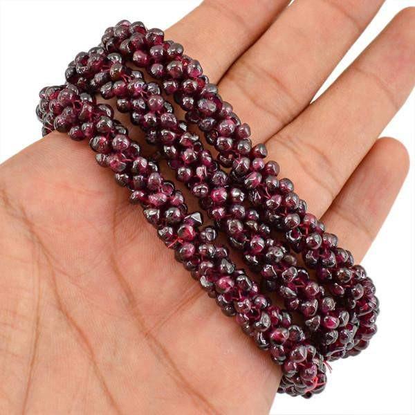 gemsmore:Genuine 411.00 Cts Designer Red Garnet Beads Necklace