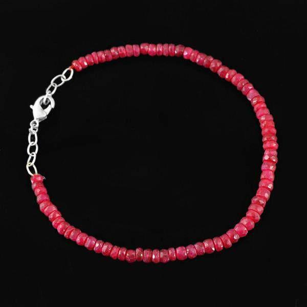 gemsmore:Genuine 41.95 Cts Red Ruby Faceted Beads Bracelet