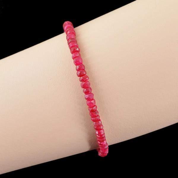 gemsmore:Genuine 41.95 Cts Red Ruby Faceted Beads Bracelet