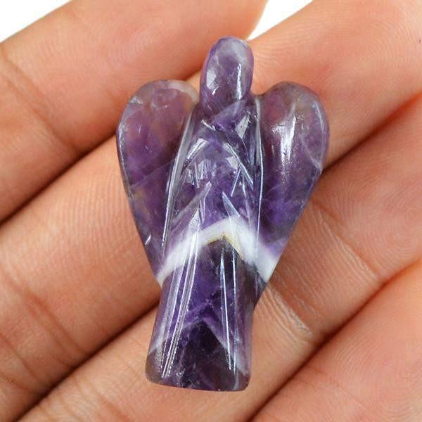 gemsmore:Genuine 42.80 Cts Bi Color Amethyst Carved Healing Angel Gemstone