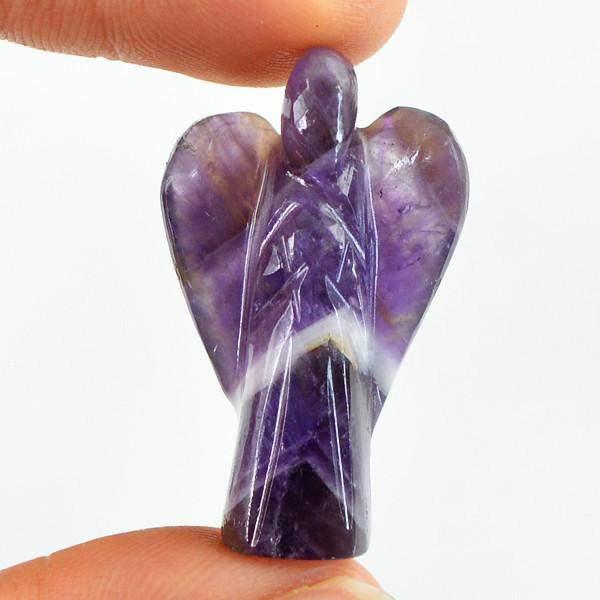 gemsmore:Genuine 42.80 Cts Bi Color Amethyst Carved Healing Angel Gemstone