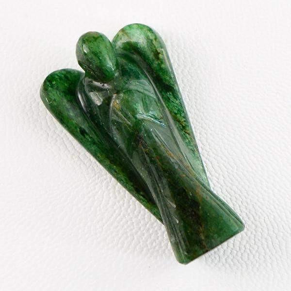 gemsmore:Genuine 47.10 Cts Carved Healing Angel Green Jade Gemstone