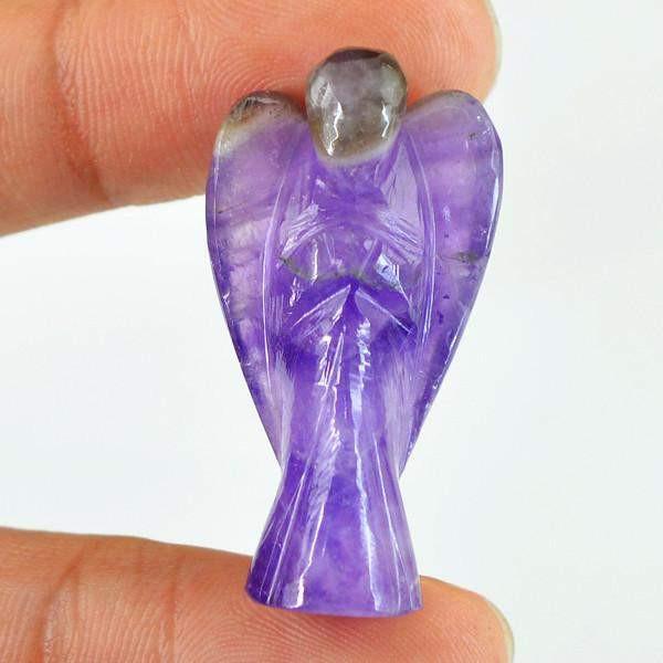 gemsmore:Genuine 47.50 Cts Carved Angel Purple Amethyst Gemstone