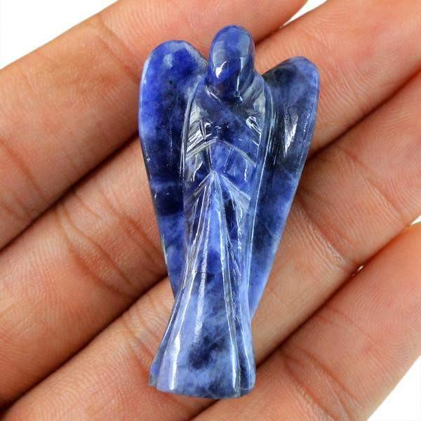 gemsmore:Genuine 51.40 Cts Carved Healing Angel Blue Sodalite Gemstone