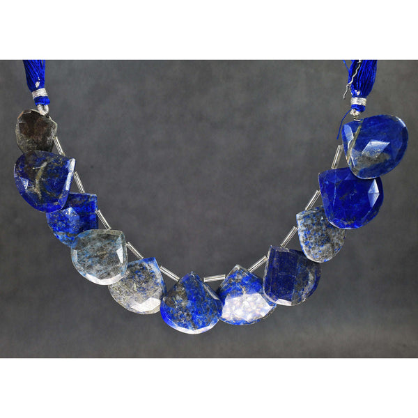 gemsmore:Genuine 516 Carats 09 Inches Lapis Lazuli Faceted Beads Strand