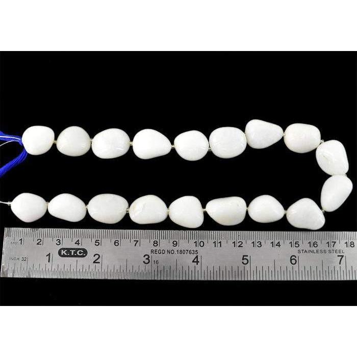 gemsmore:Genuine 520.00 Cts Drilled White Agate Beads Strand