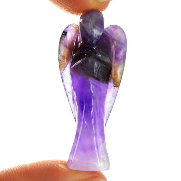 gemsmore:Genuine 56.40 Cts Carved Healing Angel Purple Amethyst Gemstone