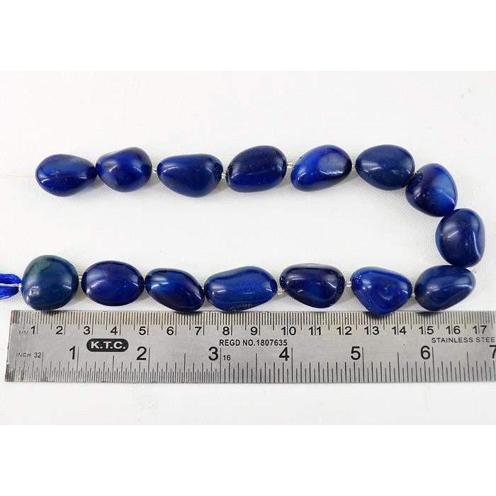 gemsmore:Genuine 595.00 Cts Drilled Blue Onyx Beads Strand