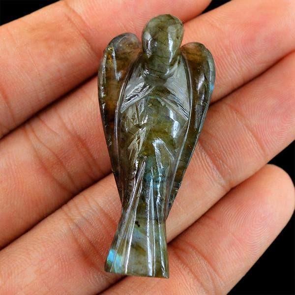 gemsmore:Genuine 62.10 Cts Carved Healing Angel Labradorite Gemstone