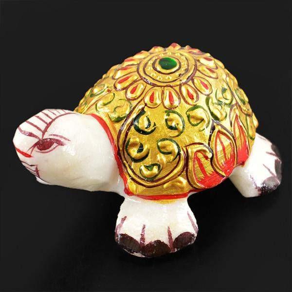 gemsmore:Genuine 638.80 Cts Carved Tortoise White Agate Gemstone