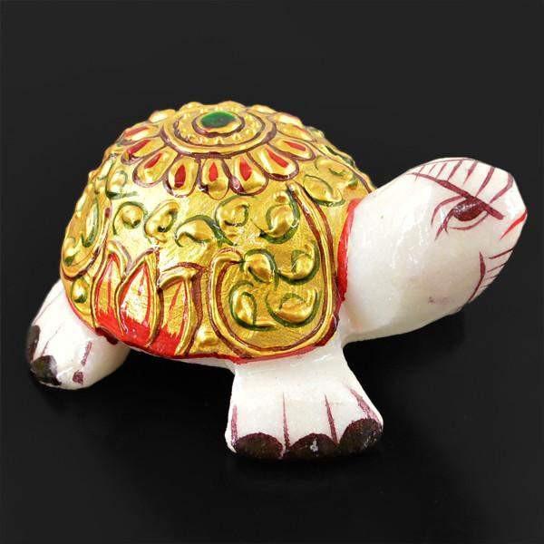 gemsmore:Genuine 638.80 Cts Carved Tortoise White Agate Gemstone