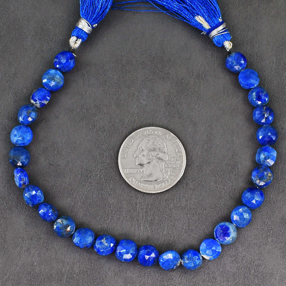 gemsmore:Genuine 69 Carats Lapis Lazuli Faceted Beads Strand Of 09 Inches