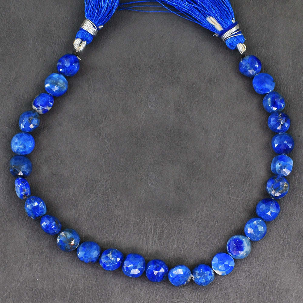 gemsmore:Genuine 69 Carats Lapis Lazuli Faceted Beads Strand Of 09 Inches