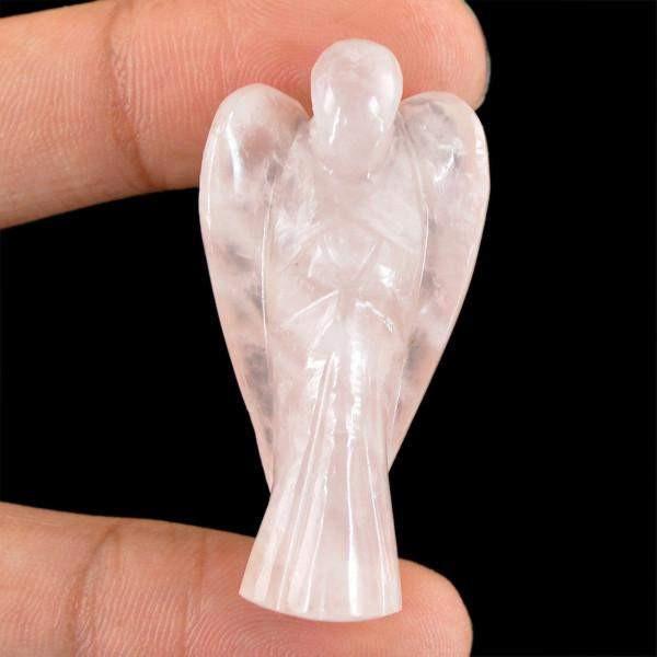 gemsmore:Genuine 69.25 Cts Carved Healing Angel Pink Rose Quartz Gemstone